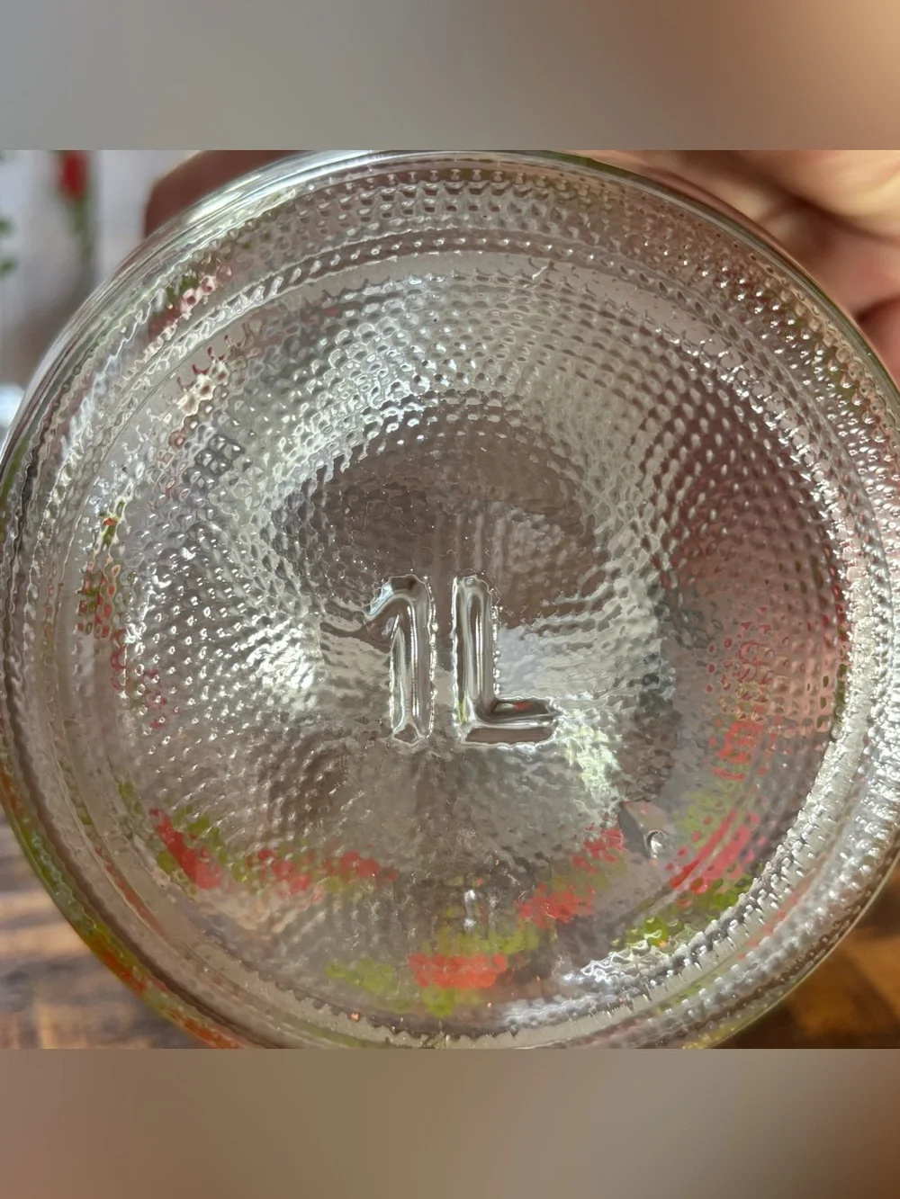 Vintage ARC France Niveau De Remplissage Floral Rose Glass Canister